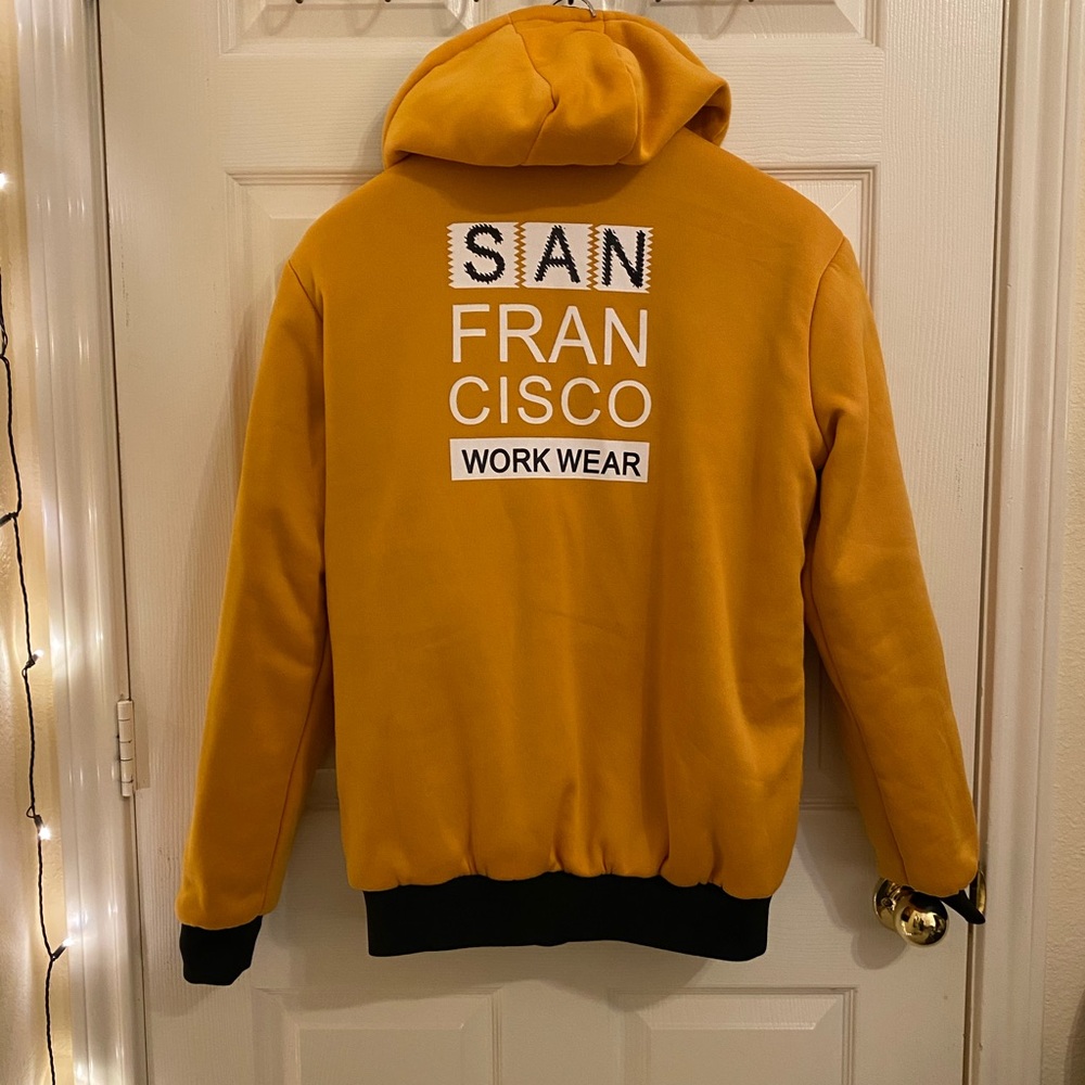 Reversible Zip Up Hoodie Jacket Blue Yellow New Style 01 San Francisco Workwear